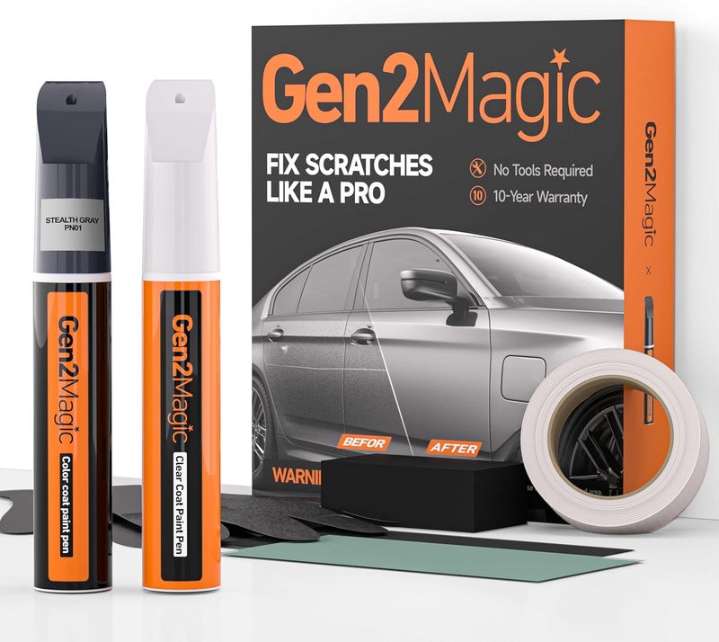 Gen2Magic Stealth Gray Touch Up Paint Pen Kit for Telsa Y 3 S X [Clear Coat Included], PN01 Color Match for Scratches, Rock Chips, Bumper Dings, Easy Scratch Repair & Rust Remover for Tesla Owners - Image 1